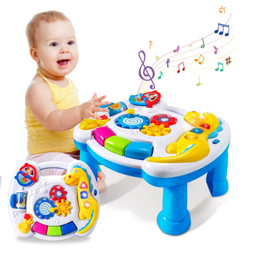 Juejiazkiy Music Baby Activity Center Toy 12-18 Months Activity Table Baby Toys 6 To 12 Months Early Learning 8 9 10 12 Month Old Toddlers Christmas Birthday Gifts For 1 2 3 Year Old Infant Kids