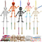 Fennoral 9 Pack Skeleton Wind Chime Kit For Kids Make You Own Skeleton Wind Chime Hanging Ornaments Diy Coloring Wooden Hallowee
