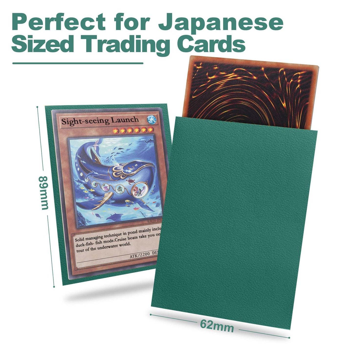 Green Yu-Gi-Oh Card Sleeve 200 Pack, Japanese Small Card Sleeves Photocard Sleeves 62X89Mm, Back Textured Perfect Shuffling, Pro