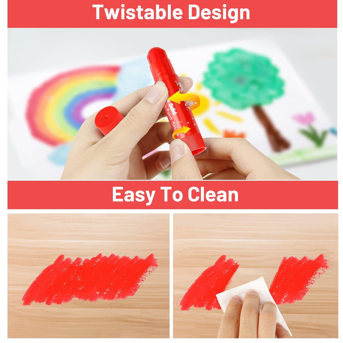 Maymoi Tempera Paint Sticks, Bright Colors Tempera Paint Sticks Quick Drying, Easy To Color And Washable Paint Crayons For Kids
