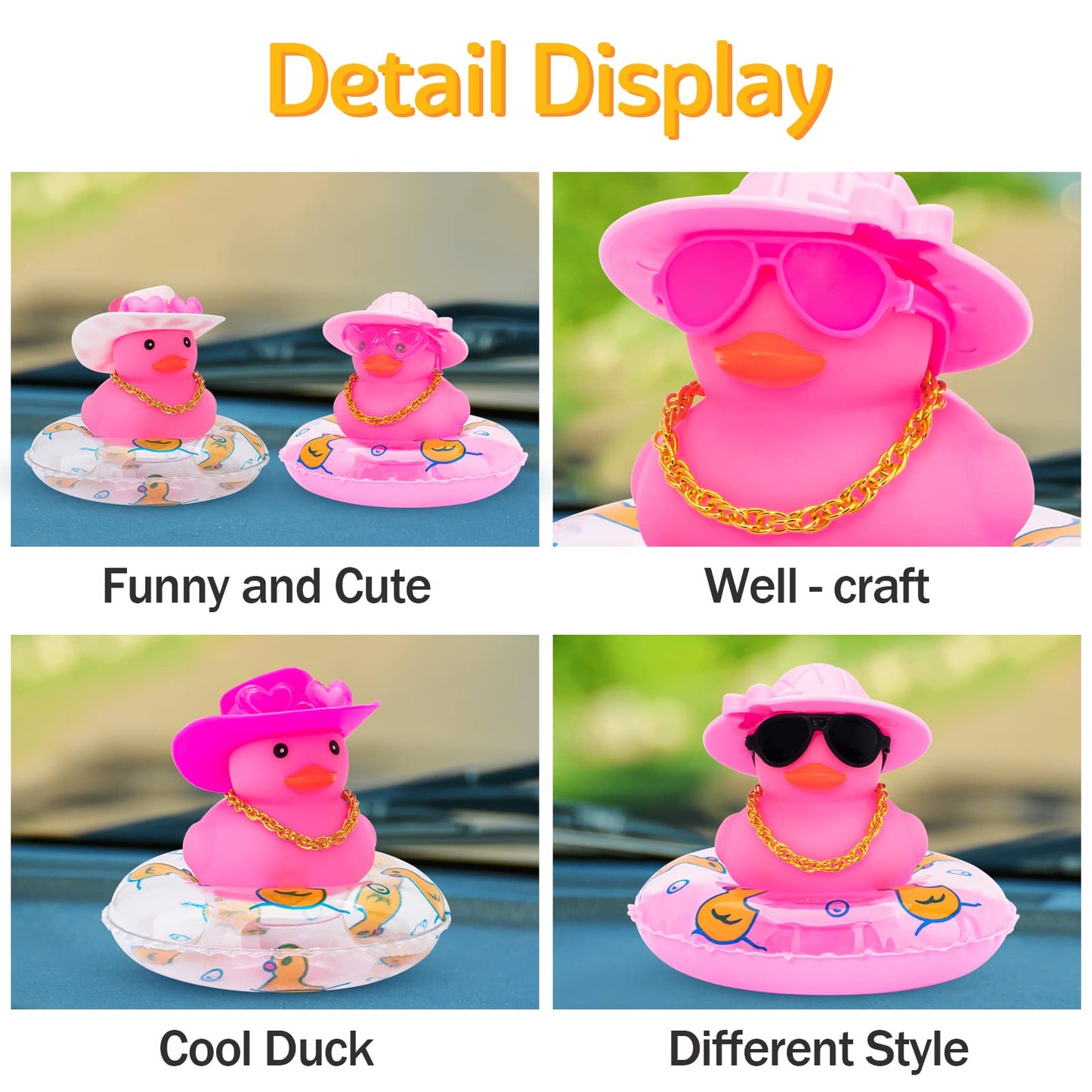 wonuu Car Accessories Rubber Ducks Dashboard Decorations Rubber Duck Pink Accessories Dashboard Duck Car Decorations Car Ducks f