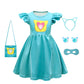 Shelovesit Girls Superhero Cosplay Costume Kitties Dress Movie Character Cat Dress Up Outfits - 130Cm/6T-7T - Blue