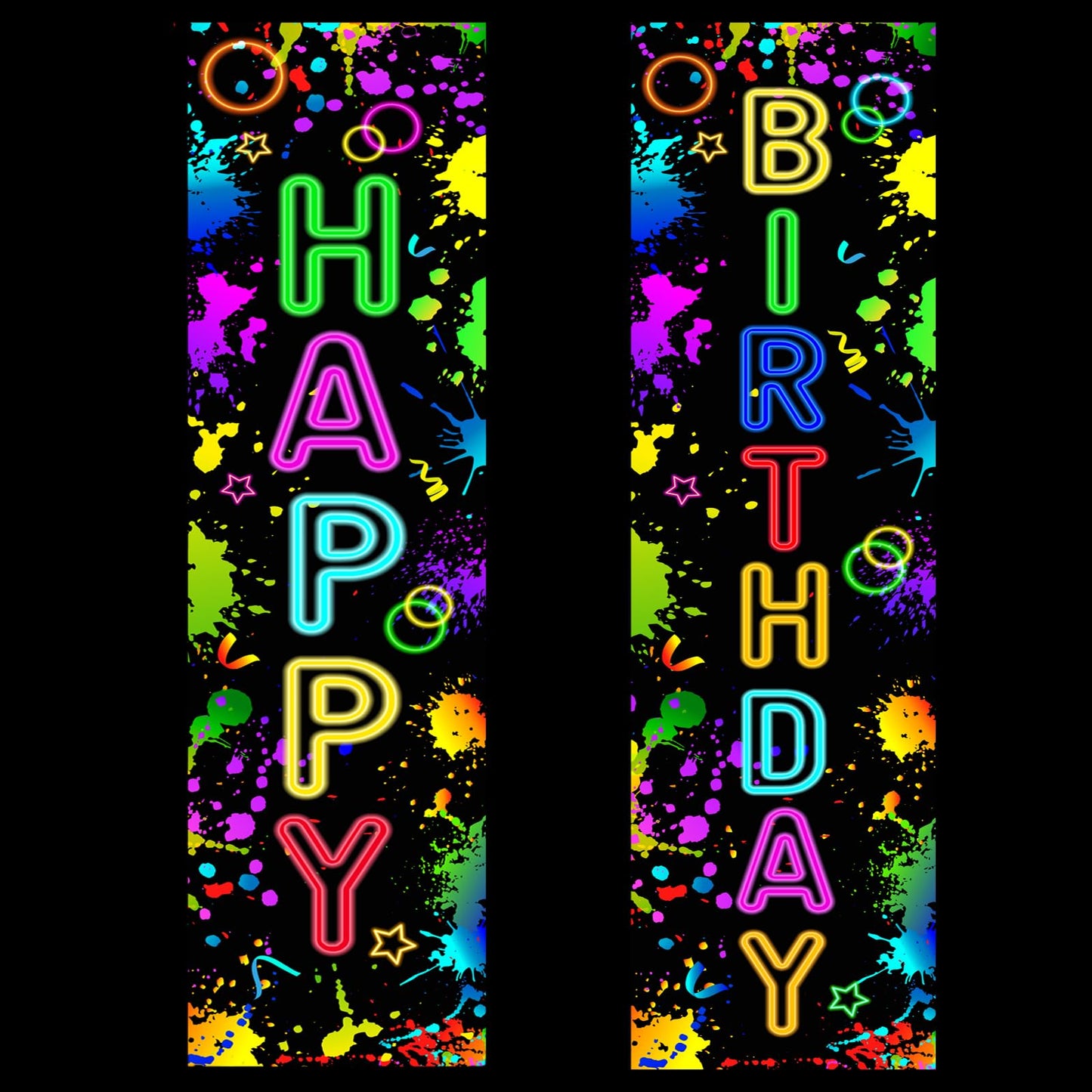 FuWeave Glow in the Dark Door Banner Rave Party Decorations Porch Sign Door Hanger Black light Photography Backdrop Decor for Ne