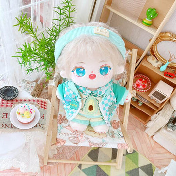Niannyyhouse 20Cm Plush Doll Clothes Headband Hoodie Coat Pants Doll Dress Up (Green)