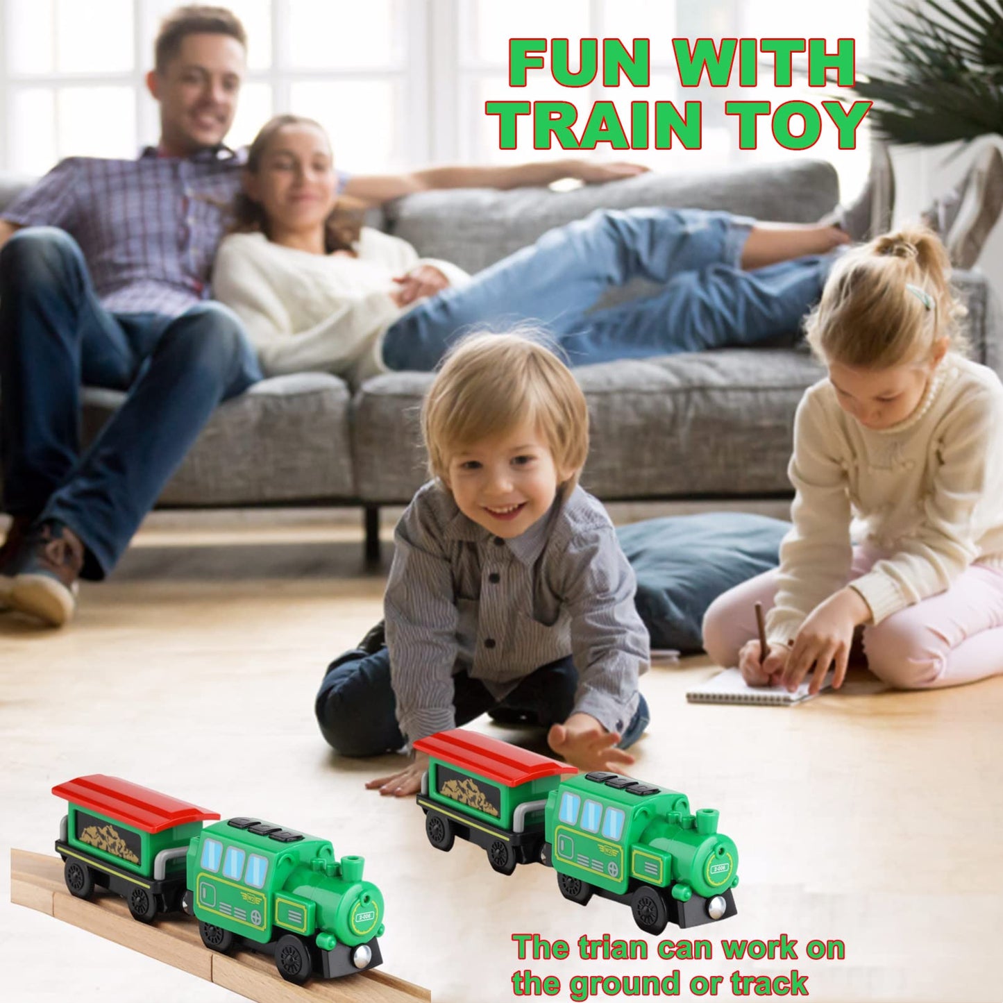 Battery Operated Locomotive Train Set For Wooden Train Tracks,Powerful Engine Train Vehicles Train Electric Remote Control Cars