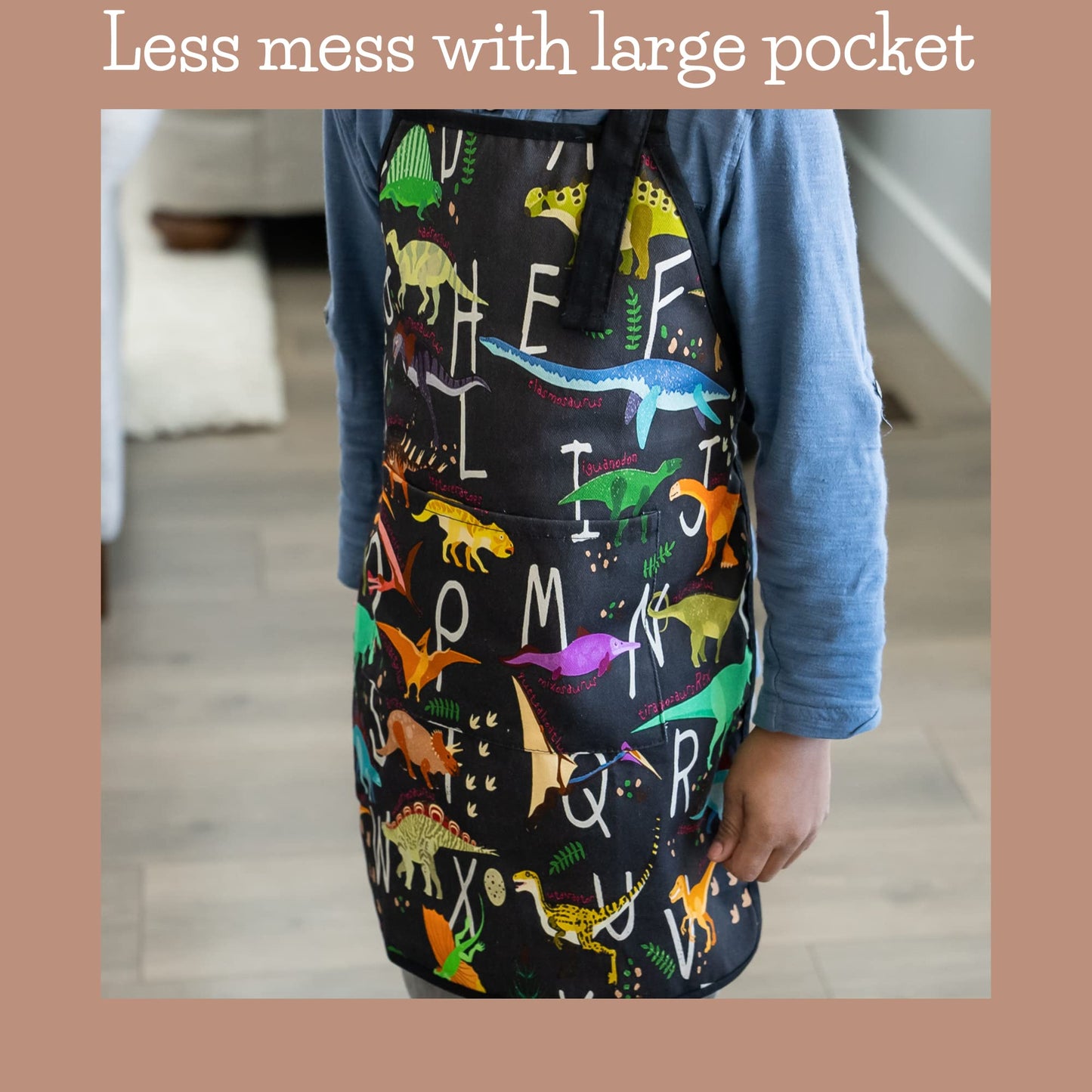 Babyboet Kids Apron For Girls And Boys Apron For Kids Toddler With Pocket For Painting Cooking Baking Art Gardening Craft (Dinos
