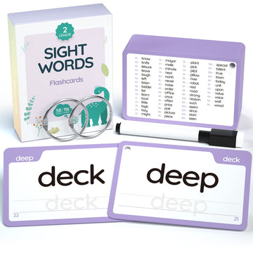 Wjpc 58 Cards, 116Pcs High Frequency Sight Words Flash Cards (Second-Grade), 1St, 2Nd, 3Rd Grade, 6,7,8,9 Years Ages Kids Boys Girls Homeschool Phonics Learning Cards To Read, Write.