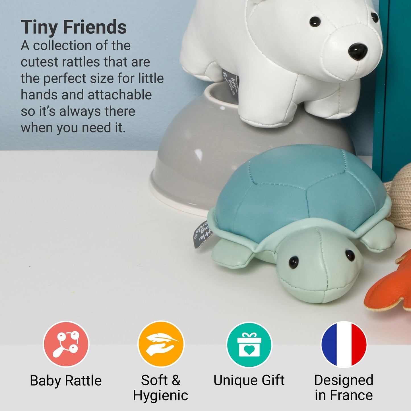 Little Big Friends Tiny Friends | Rattle Toy | Special Stuffed Animal | Easy To Clean | Emilie The Turtle