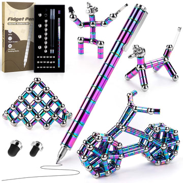Juboury Fidget Pen, Decompression Magnetic Metal Pen, Fidget Toy Multifunctional Deformable Magnet Writing Pen Novel Toy Gift For Adults Teen Boys Or Girls