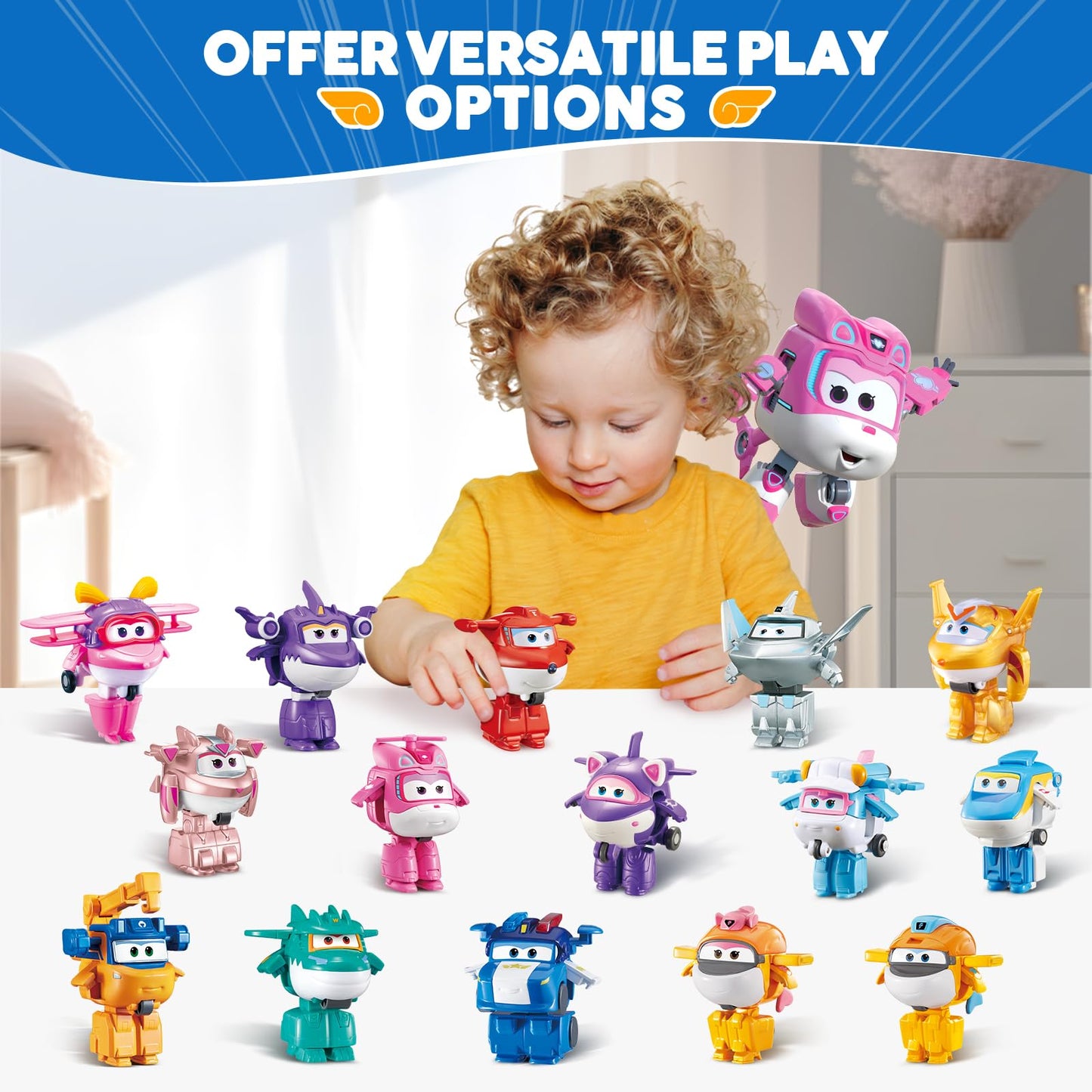 Super Wings Transformable Toys, 2 In Dizzy Robot Transforming Action Figures, 2-In-1 Mode Robot Toys For Boys Girls 4-6 6-8, Fun