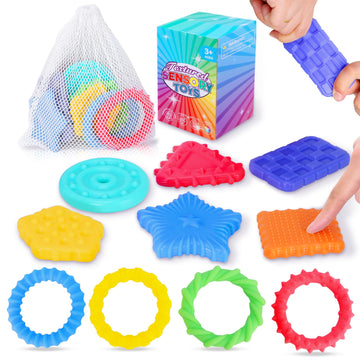 Vpojoy Squishy Sensory Toys For Kids, 10 Pcs Soft & Textured Sensory Fidget Toy With Storage Bag For Autistic Children, Sensory