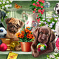 Garden Puppies Jigsaw Puzzle 100 Piece By Vermont Christmas Company - Large, Interlocking Pieces - Unique, Randomly Shaped Pieces - Perfect For Kids And Seniors
