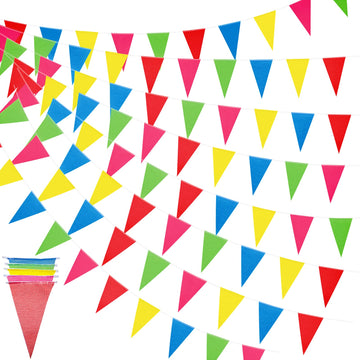 Tatuo 820 Ft 500 Pcs Pennant Banner Flag String Hanging Triangle Bunting Flag For Party Celebration Holiday Wedding Decoration, 10 Set (Colorful)