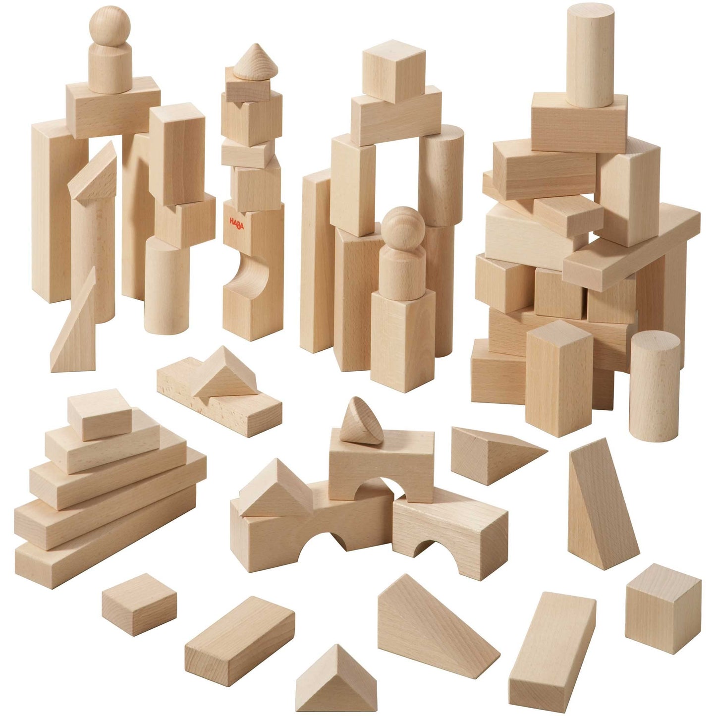Haba Wooden Building Blocks 60 Piece Set, Ideal Toddler Blocks For Ages 2-4 & Kids Stacking Toys For Ages 1 And Up For Open-Ended Play, Made In Germany