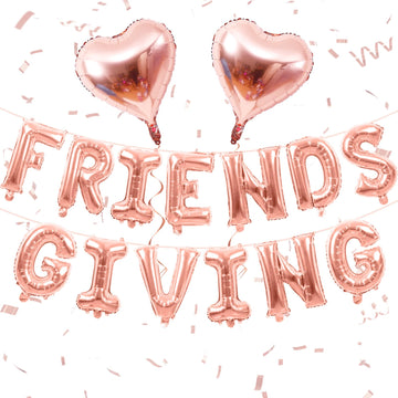 Jobkoo Friendsgiving Balloons Friends Giving Party Decorations 16 Inches Tall Rose Gold Heart Friendsgiving Foil Mylar Balloon L