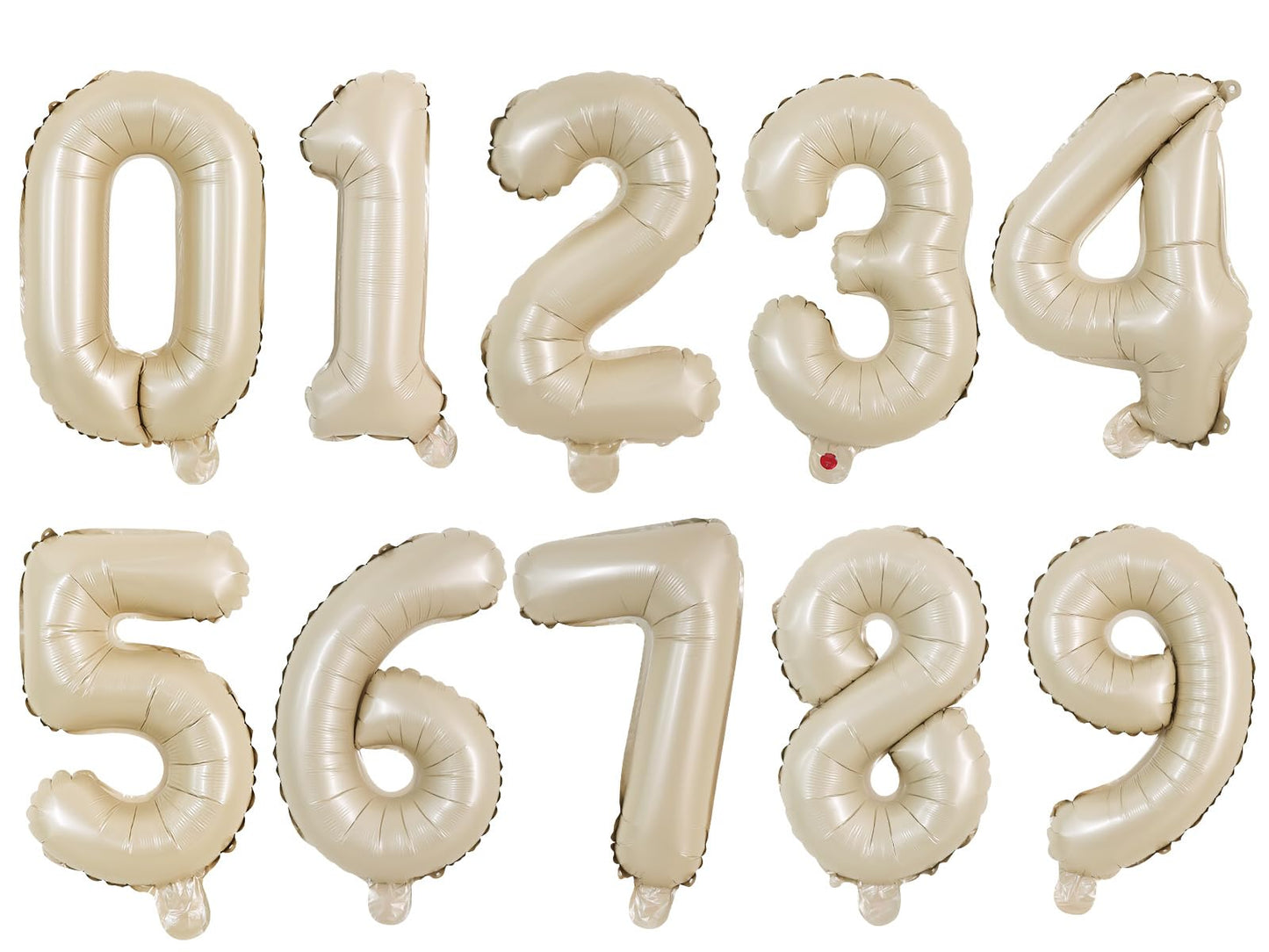 TONIFUL Balloons 16 Inch Caramel 0-9 Number Mylar Foil Balloons 10 Pcs Custom digitalal Balloons for 2026 New Year Eve Birthday 