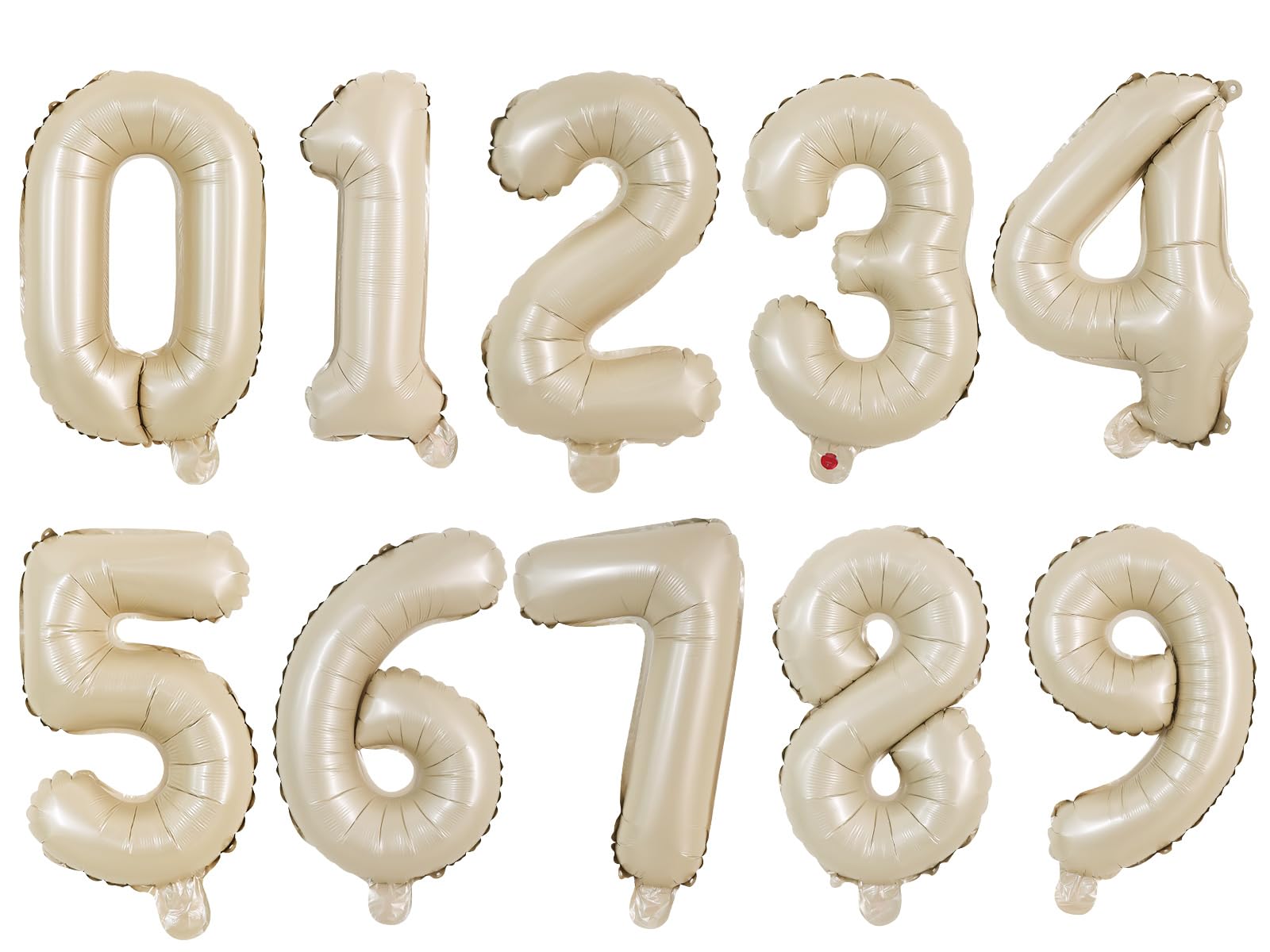 TONIFUL Balloons 16 Inch Caramel 0-9 Number Mylar Foil Balloons 10 Pcs Custom digitalal Balloons for 2026 New Year Eve Birthday 