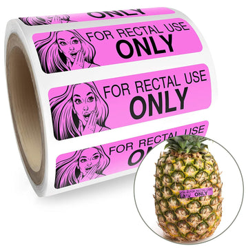 Rectal Use Only Stickers - Funny Gag Gifts For Adults - Pranks For Adults (200/Roll 1.5' X .375') Make Your Friends Laugh - Stupid Funny Prank Stuff And Practical Jokes (Pink)