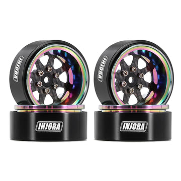 INJORA ModuWheel 1.3 beadlock Negative Offset Wheels with 8-Spoke, Replaceable Carbon Fiber Modular, for 1/18 1/24 RC Crawler (R
