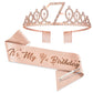 7Th Birthday Tiaras And Crowns For Women Girls, Birthday Decorations Rose Gold Sash Crystal Tiara Party Supplies