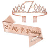 7Th Birthday Tiaras And Crowns For Women Girls, Birthday Decorations Rose Gold Sash Crystal Tiara Party Supplies