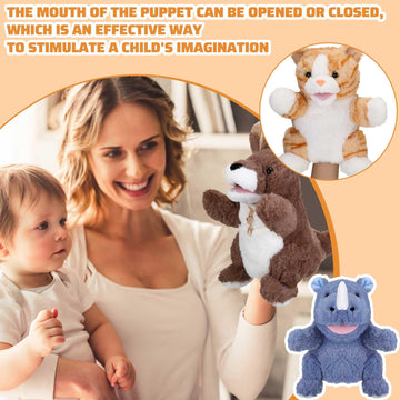 Liliful 6 Pieces Animal Hand Puppets Kids Hand Puppets With Working Mouth Animal Puppets Toddler Animal Plush Toy For Show Theater Birthday Easter Basket Stuffers (Cute Animal)