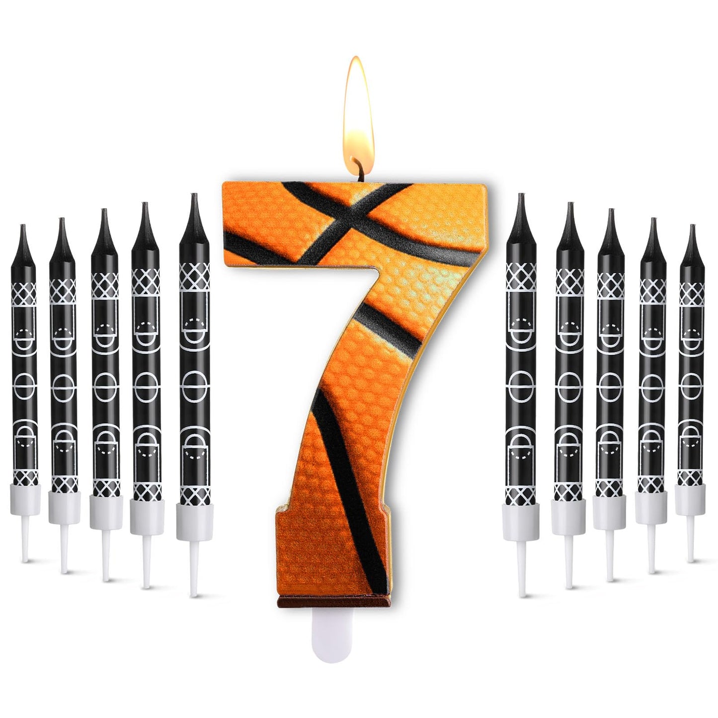Photect 11 Pcs Basketball Birthday Candles Number 5-9 Candle Cake Topper Decor Basketball Themed Birthday Cake Decorations for B