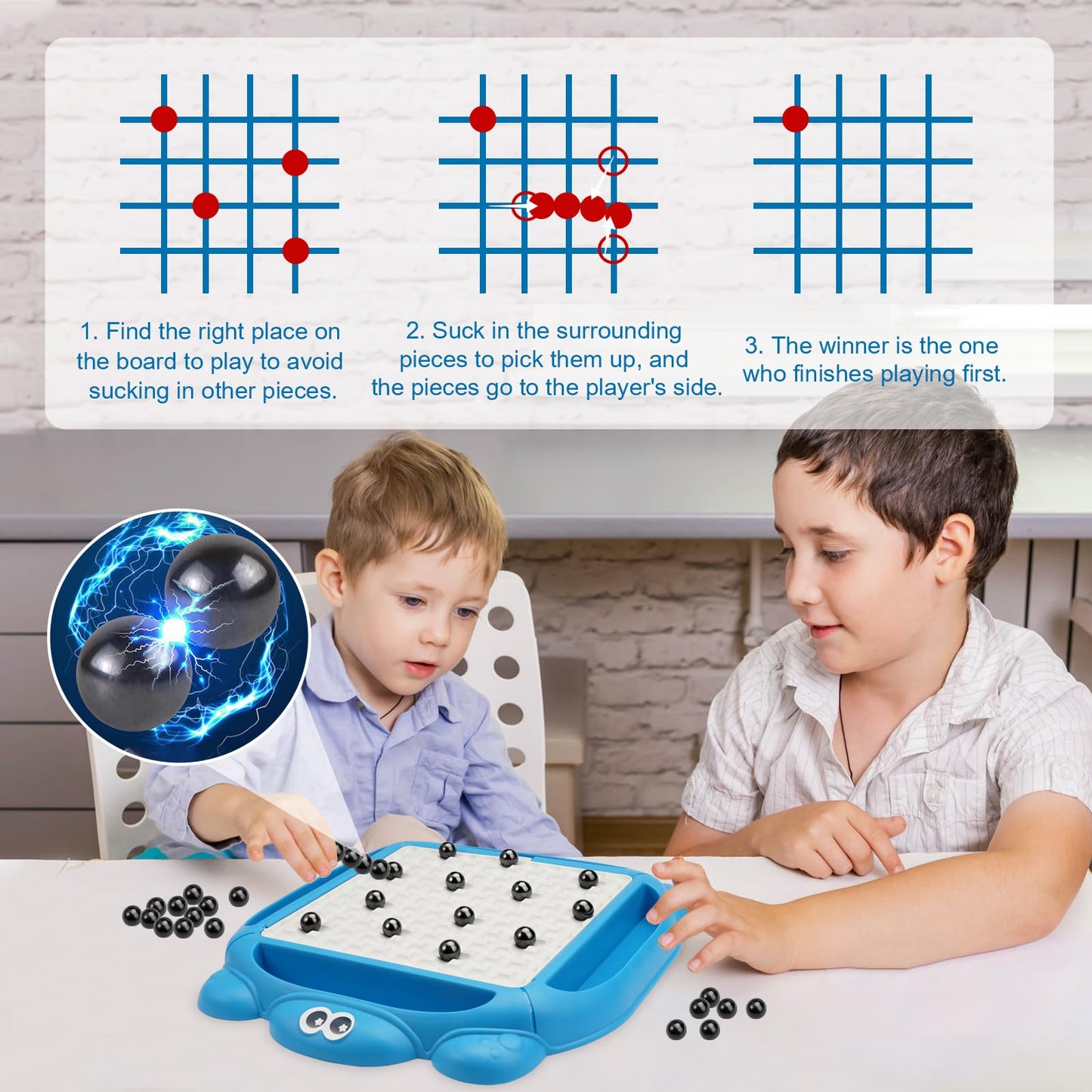 Upgraded Magnetic Chess Game Set,Magnet Board Games With 32 Magnetic Stones,Strategy Game,Family Game Party Game For Kids And Ad
