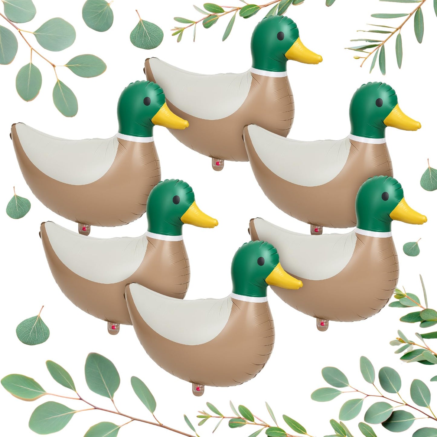 PullCrease 6 Pcs 28.3   Mallard Duck Shaped Foil Balloons for Duck Hunting Birthday One Lucky Party Decoration Party Supplies