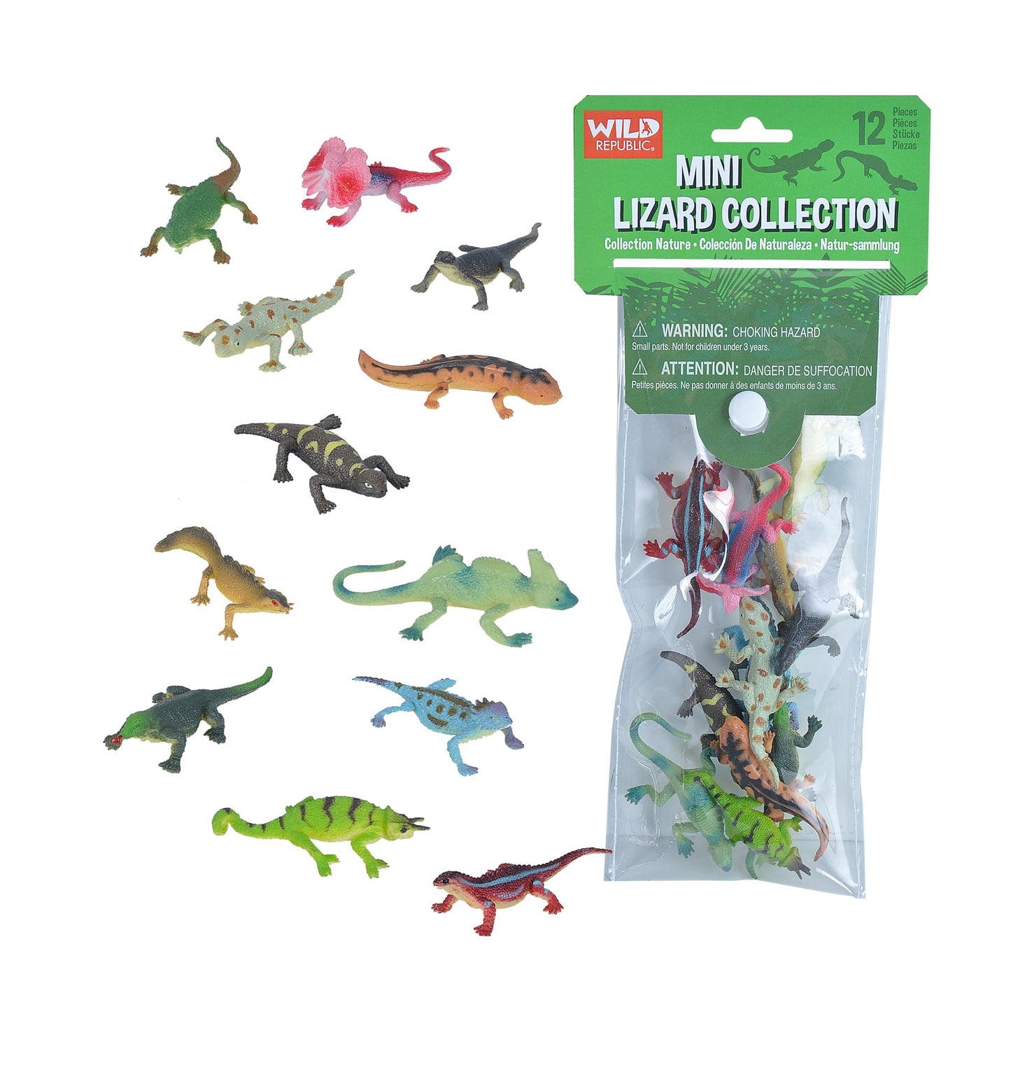 Wild Republic Mini Lizard Polybag, Kids Gifts, Educational Toys, Reusable Bag, 12Piece, Medium