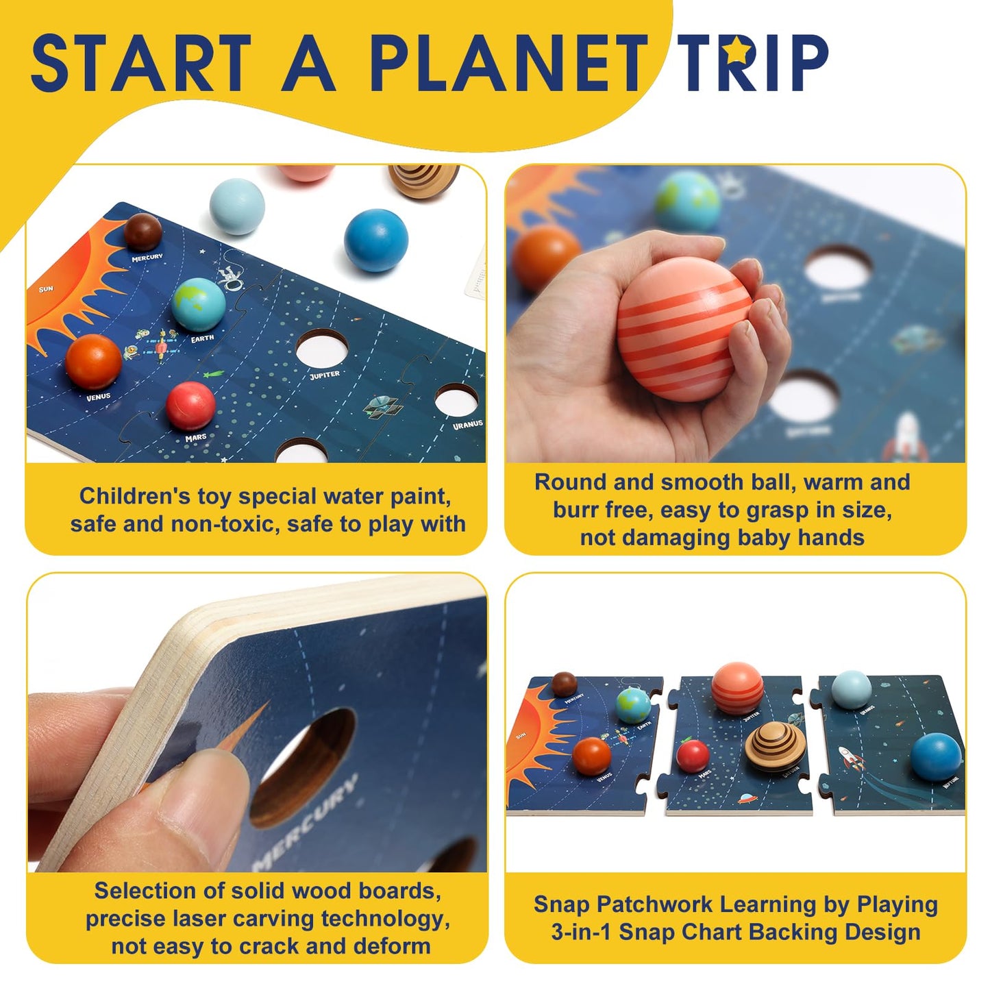 Wooden Solar System Model Board,Kids Solar System,Montessori Planet Toys,Educational Planets Balls,Preschool Learning Puzzle,Spa