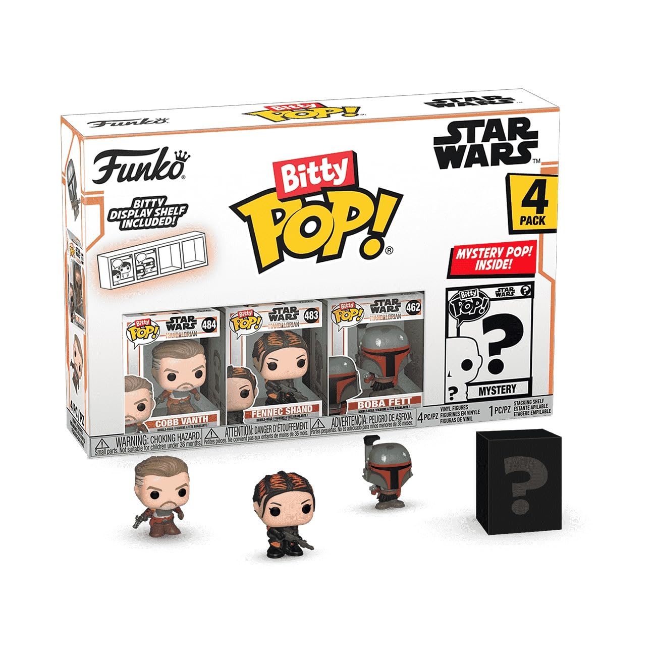 Funko Bitty POP! Mandalorian 4 Pack - Cobb Vanth, Fennec Shand, Boba Fett & Mystery Figure - 0.9 Inch, Multicolor, Model