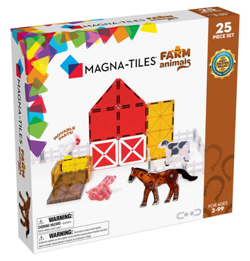 Magna-Tiles Farm Animals 25-Piece Magnetic Construction Set, The Original Magnetic Building Brand