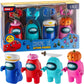 P.M.I. Among Us Action Figures 4 Pack - 5.3" Multicolor Plastic with 8 Hands, Hats & Accessories (Model: AU6230)