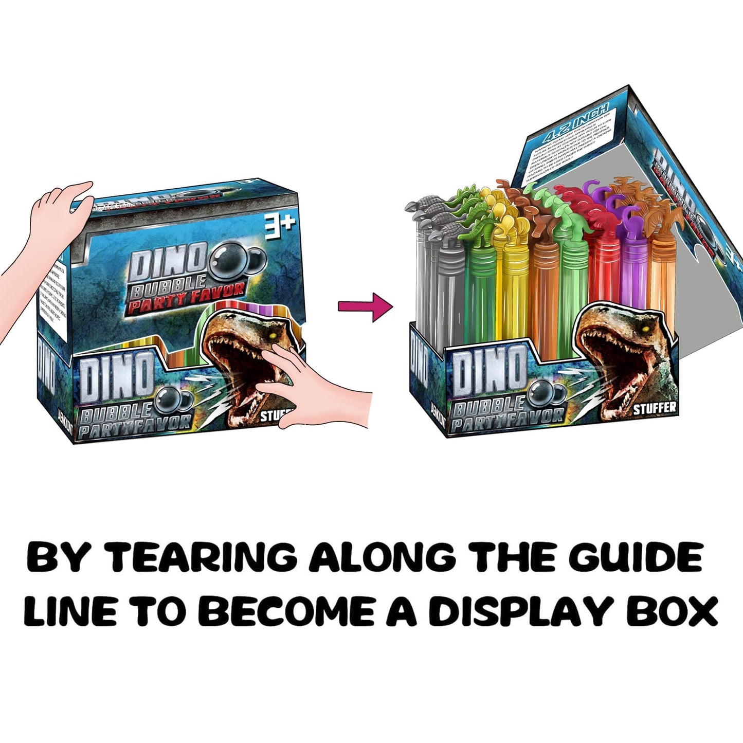 Dinosaur Bubbles Wands Bulk For Kids, Dino Birthday Decoration, 32 Pack Mini Bubble Party Favors For Jurassic, Pinata Stuffer, G