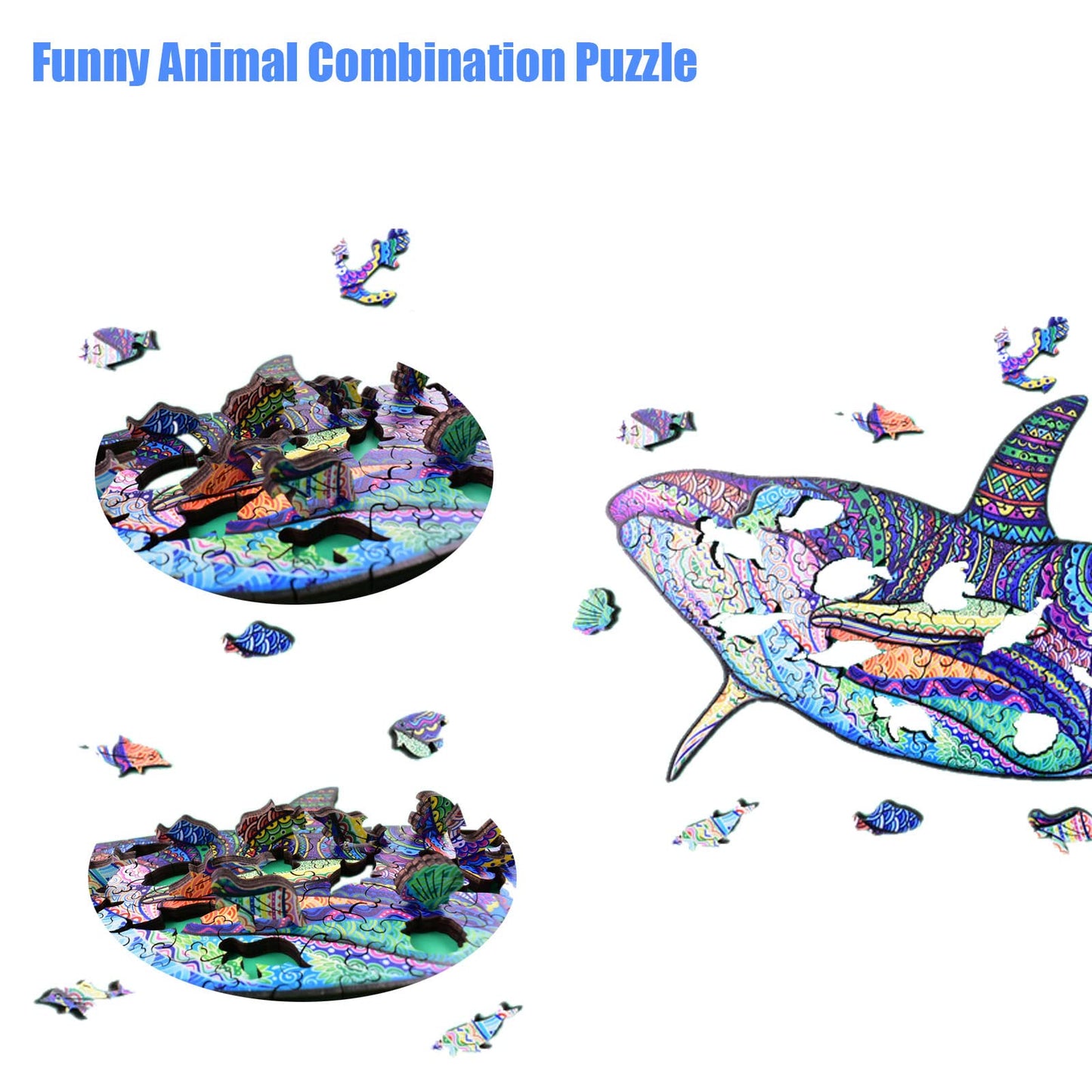 Wentufin - 150 Pieces Wooden Jigsaw Puzzles For Adults Large Size Wood Cut Puzzles Whales Wooden Jigsaw Puzzles Gift For Christm