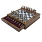 15 Handmade Chess Set With British Army Metal Chess Pieces, Luxury Storage Chess Board, For All Ages, Ideal For Father, (Walnut)