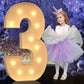 4Ft Large Light Up Numbers, Giant Marquee Numbers 3 For 3Rd 13Rd 30Th Birthday Decorations, Big Light Up Numbers For Party Anniv