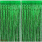 PRVV Pack of 3 Pcs, 3 x 6 feet Each, Green Foil Fringe Tinsel Metallic Backdrop Curtains for Birthday Decoration Wedding Engagem