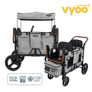 Keenz Vyoo Stroller Wagon With Canopy - Foldable Design For Easy Storage, 5 Seating Positions For Kids, Enhanced Child Safety, A
