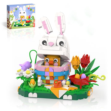BUILDIFY Easter Bunny Eggs and Chick Building Toy Set Compatible with Lego, Cute Rabbit Easter Basket Stuffers Building Blocks, 