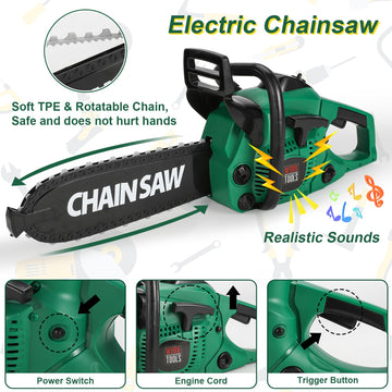 Vextronic Kids Tool Set 36 PCS with Electric Toy Chainsaw Drill Circular Saw with Realistic Sounds, Toy Tool Set for Toddlers 3