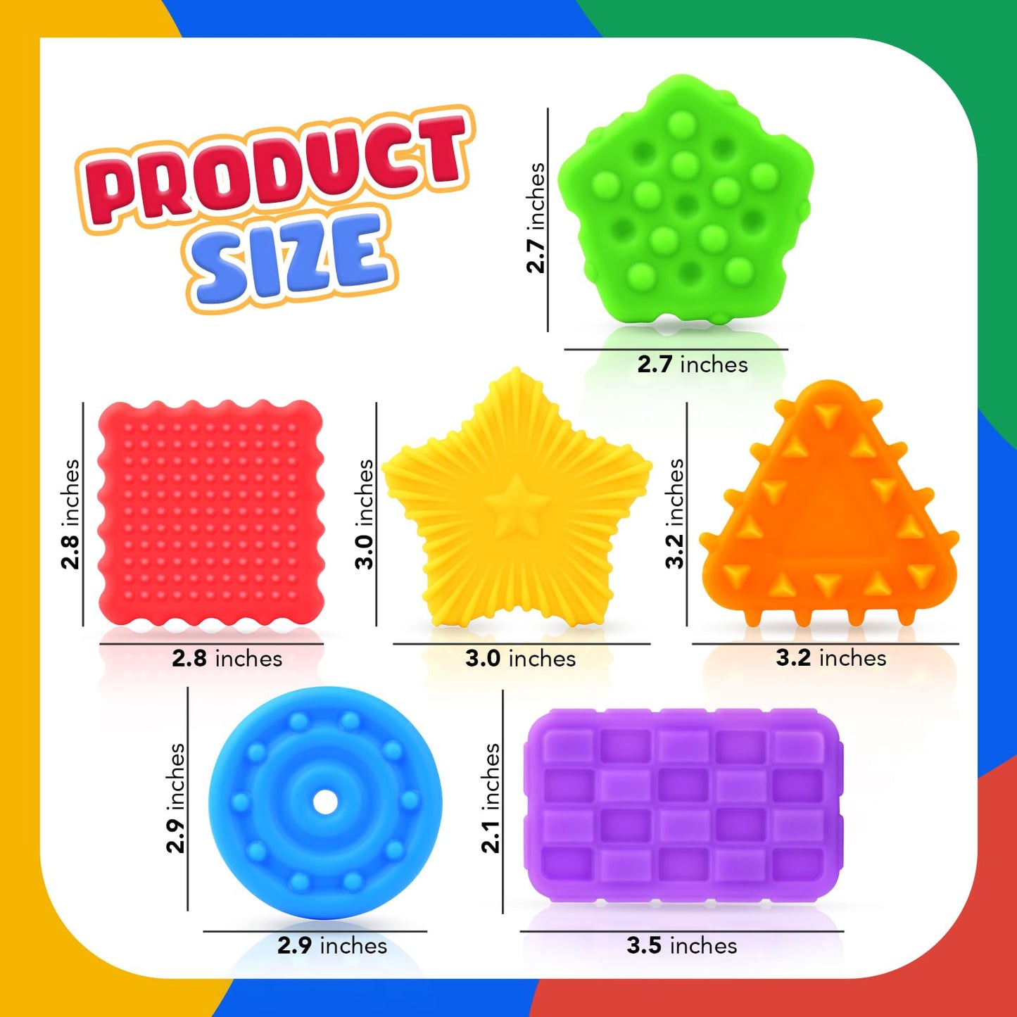 ZaxiDeel 6 Pack Squishy Sensory Fidget Toys for Kids - Multicolor Silicone Textured Calming Toys for Autism, ADHD, Stress Relief