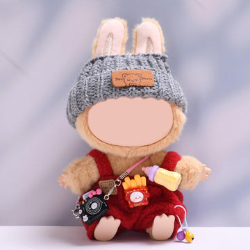 QIUTIMIY Clothes for Doll 17cm Doll Clothes 3-Piece-red-Set Doll Clothes enhanced Doll Outfit with Accessories-Overall+Hat+Camera(NO Doll Included)