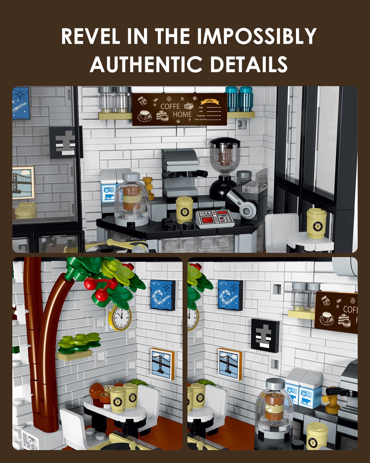 Kimiangel City Coffee Shop Building Kit for Adults, Flowers Botanical City Cafe Architecture Building Sets, Model Building Block