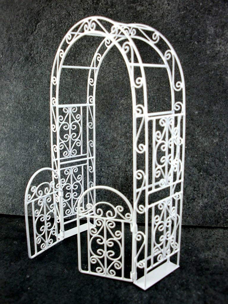 1:12 Scale White Arbor with Gate #Eiwf531