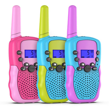 Selieve T-388 Walkie Talkies for Kids, 3 Pack, 3 KM Range, Pink, ABS, Ideal Gifts for 5-8 Year Olds