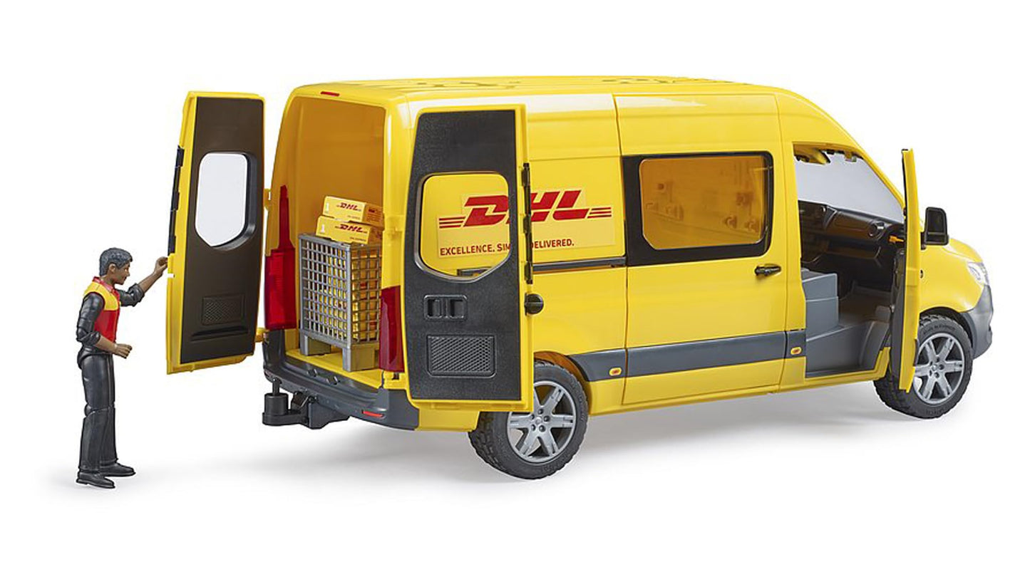 Bruder MB Sprinter Delivery Van with Driver Figure, Pallet Cage & Packages, Model 02671, Plastic