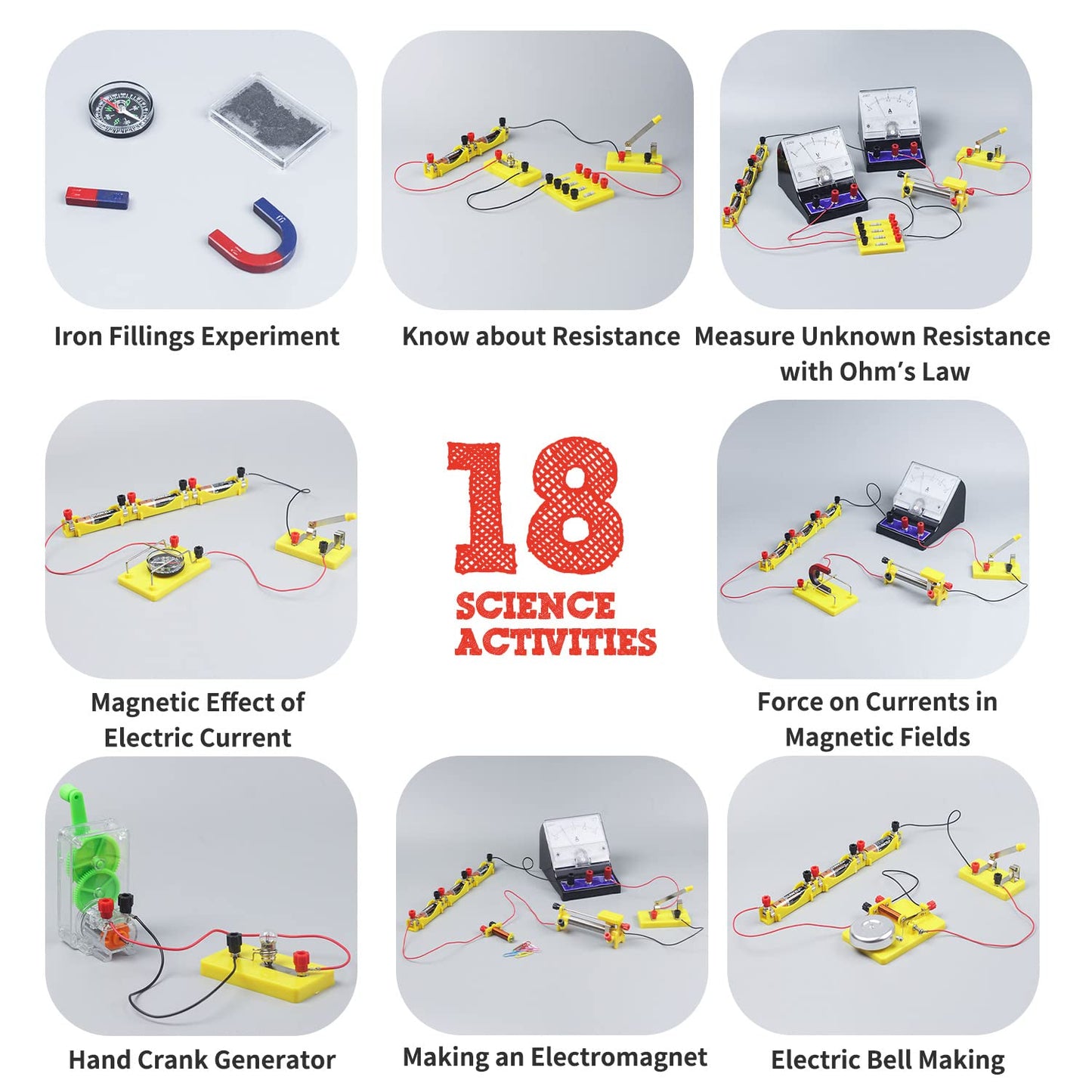 Teenii Electricity and Magnetism Kit - STEM Science Kit for Kids, 14.7"x8.2"x2.8", Plastic, Yellow, Model US-PK-001-YE, Ages