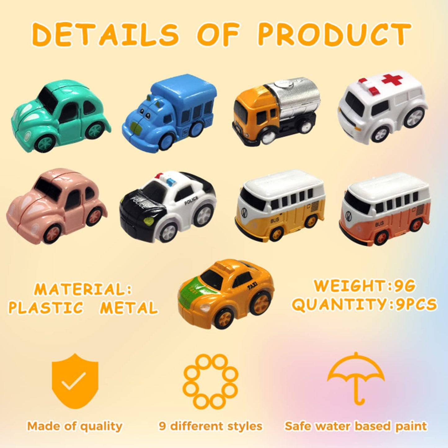 [9 Pack] Mini Race Track Car Adventure Replacement Car Toys, Car Adventure Toys Accessories, Preschool Educational Toy Vehicle,